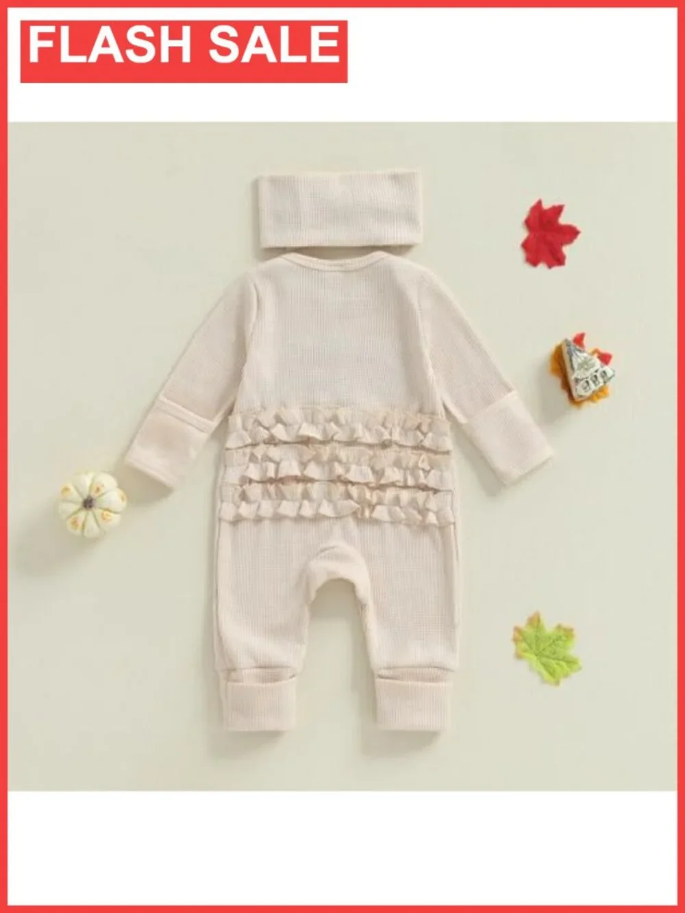 Baby Girl First Thanksgiving Jumpsuit Romper Long Sleeve Snap Closure